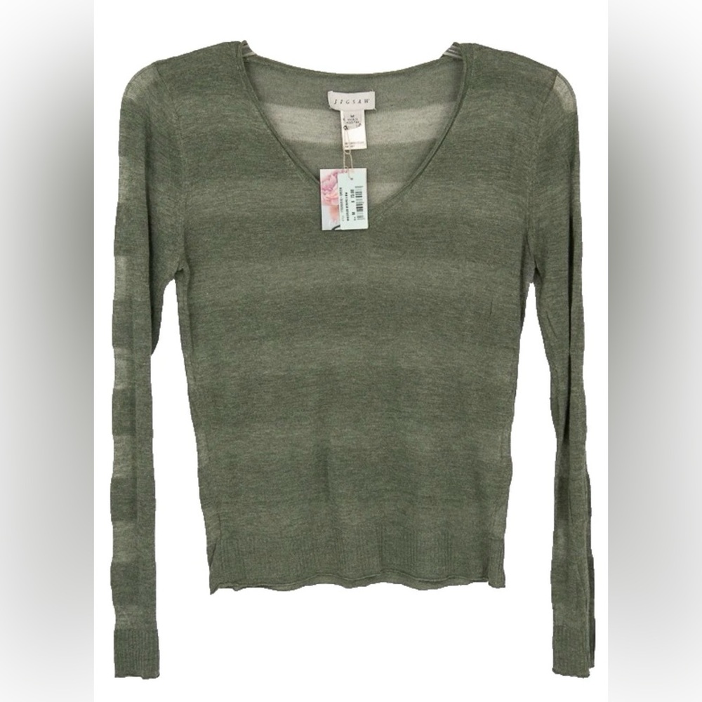 NWT Jigsaw Sage Green Long Sleeve Top Women’s M